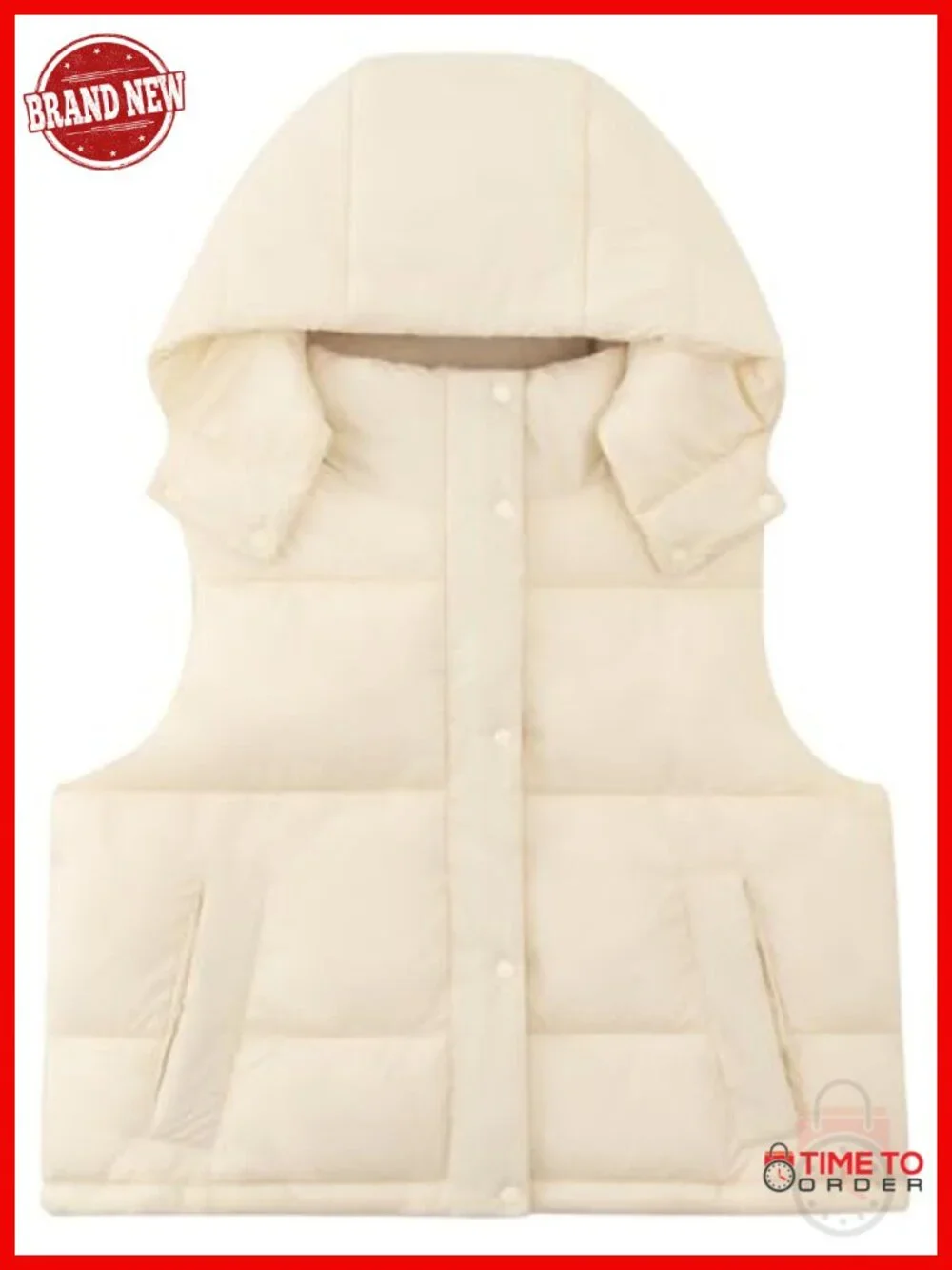 Removable Hooded Puffer Vest Lightweight Quilted Stand Collar Sleeveless Jacket